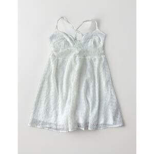 Divided By H&M White Mini Dress Size XL Tie Back Gauzy